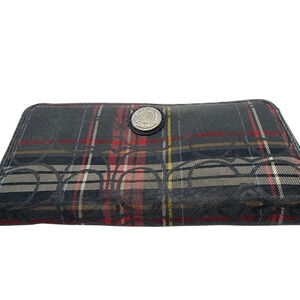 Coach Signature C Plaid Black Coated Canvas Wallet